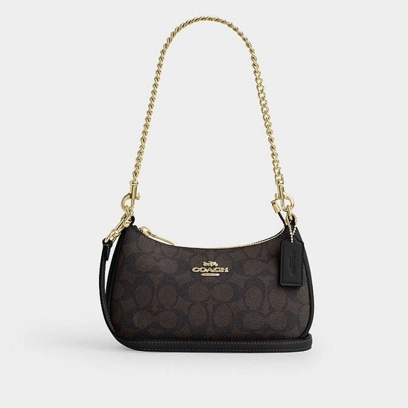 Coach Handbags - Coach Teri Mini Crossbody Bag Signature Canvas Brown Gold Handbag NWT CW323